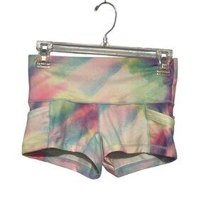 Popflex Tie-Dye Athletic Shorts With Pockets Size 4 Stretchy Polyester/Spandex
